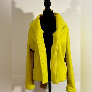 Fleece petite large standing standing collar jacket yellow Talbots